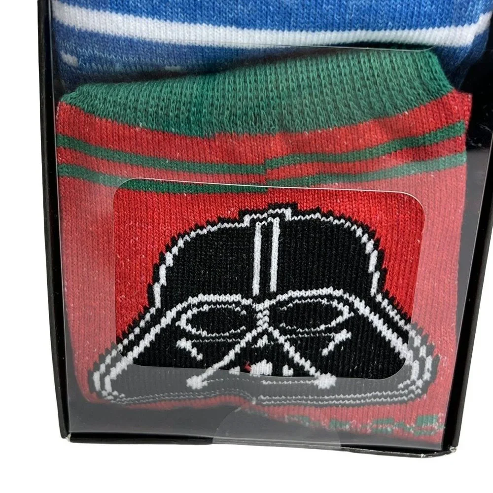 Disney Star Wars Men's Crew Socks 3 Pack Shoe Size 8-12 Bioworld Christmas Theme - Picture 6 of 12
